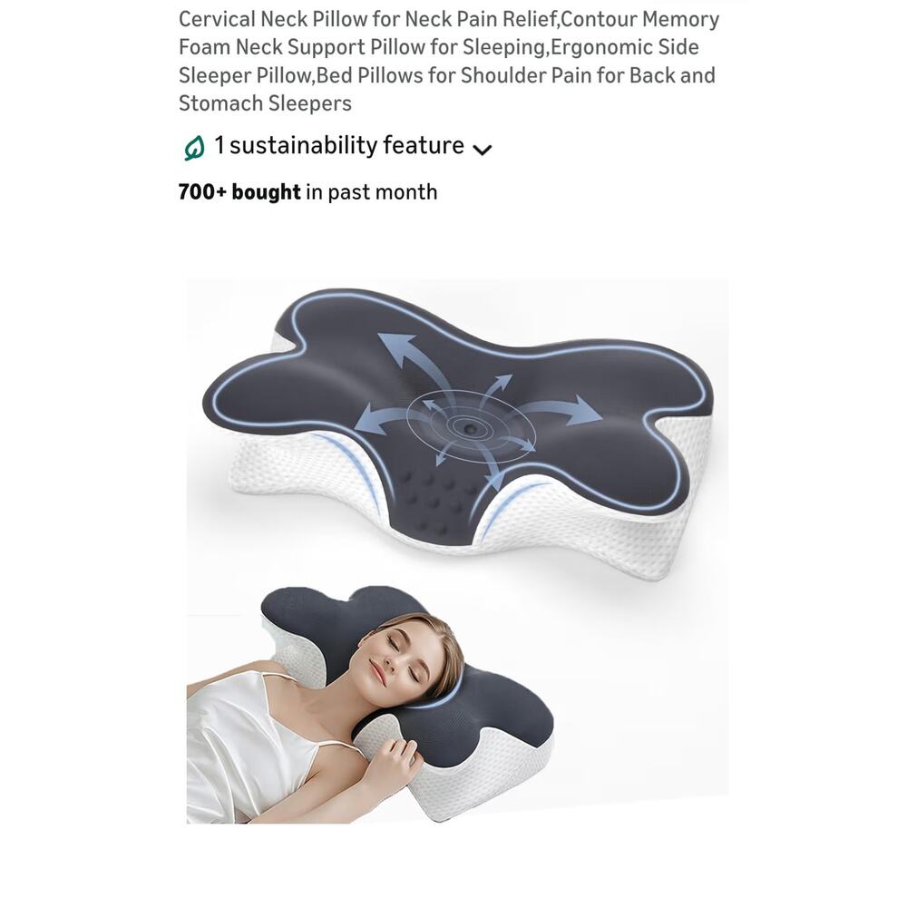 Jpoht cervical memory foam neck pillow NEW IN BOX - Picture 2 of 2